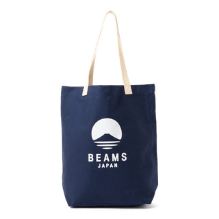 Navy tote bag with 'Beams Japan' logo on a white background