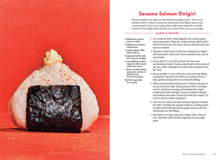 Sesame Salmon Onigiri with recipe instructions on the right side.