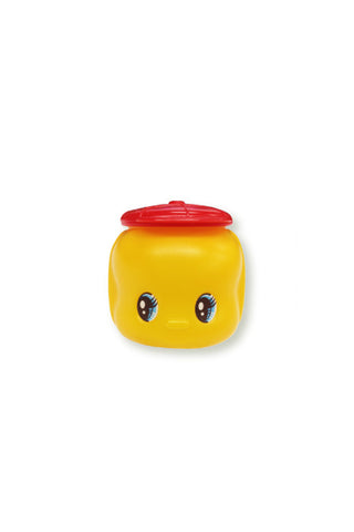 Yellow container with a red lid on a white background