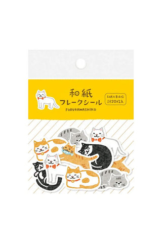 Furukawashiko Washi Flake Stickers Cats