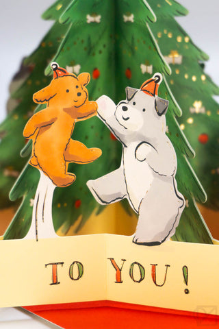 Dogs Dancing Around Tree Pop-Up Christmas Card