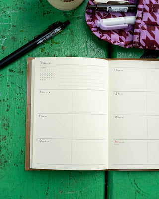HIGHTIDE 2027 A6 Weekly Block Planner New Retro Brown