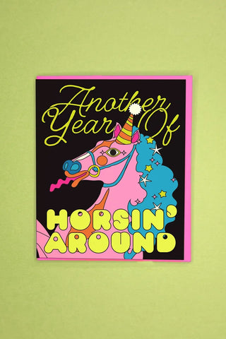 Horsin' Around Birthday Card