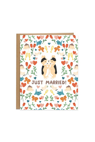 Just Married Autumnal Wedding Pattern Card