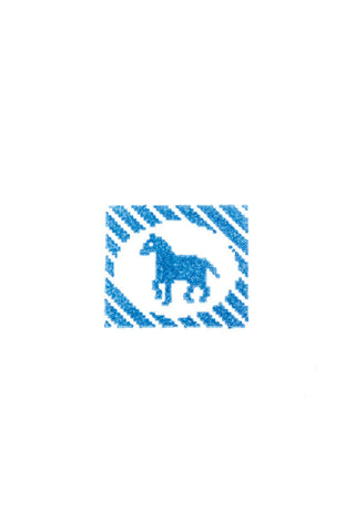 Blue pattern with a horse icon on a white background