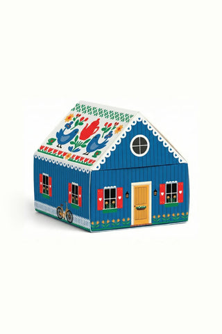 Colorful matchbox house on a white background