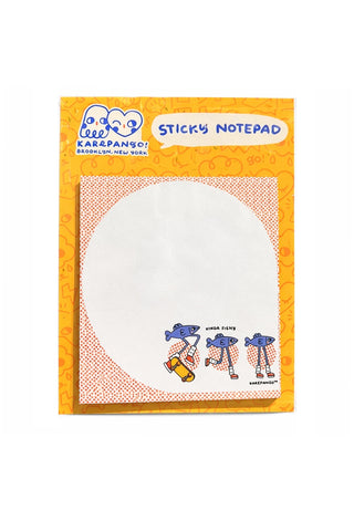 Sticky notepad with cartoon fishes on a white background
