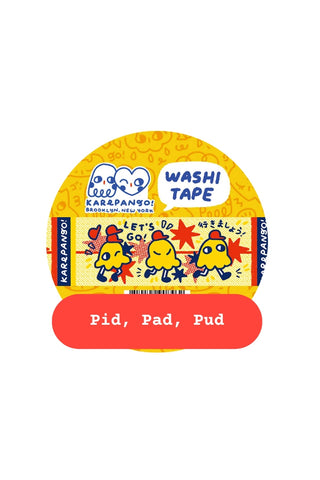 Washi tape with cartoon characters on a white background