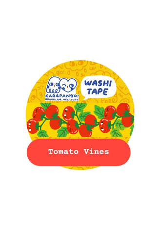 Washi tape with tomato vine design on a white background