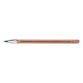 Wooden pencil with green pencil refill on a white background