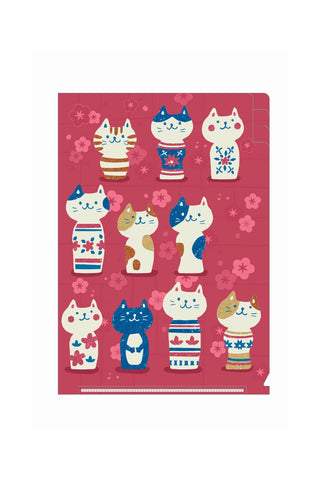 Kokeshi Cat A5 3 Pocket File Folder