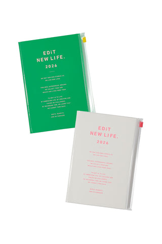 One green planner and one white planner on a white background. Text reads "EDiT New Life 2026"