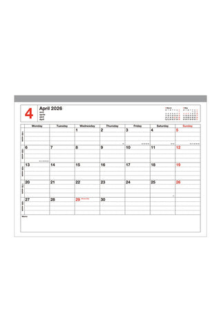Calendar for April 2026 on a white background
