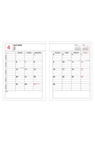 Two calendar pages for April 2026 on a white background