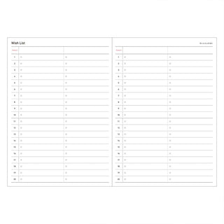 Blank wish list template with columns on a white background.