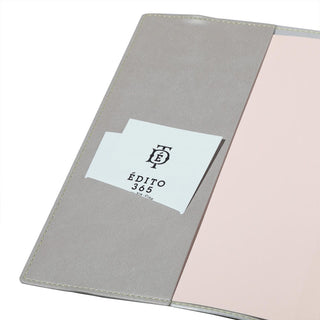 Front of open planner cover to demonstrate card holder