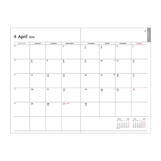 Monthly April 2026 calendar on a white background