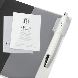 Back of open planner cover to demonstrate pen loop holder