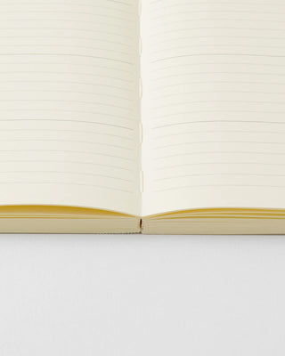 close up of notebook to show flat lay binding