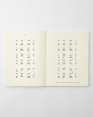 monthly planner with 2027 and 2028 year at a glance