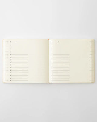 a5 square page a day planner with vertical hourly lines and empty space to write