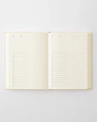 page a day planner with vertical hourly lines and empty space to write