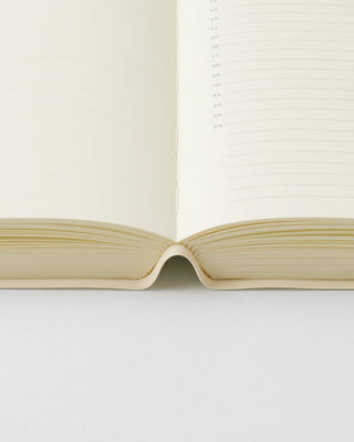 close up of planner to show flat lay binding