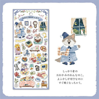 Sticker sheet with cartoon fox characters on a white background