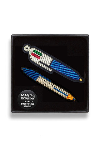 Macon & Lesquoy x BIC Hand Embroidered Pin Set Pen Duo