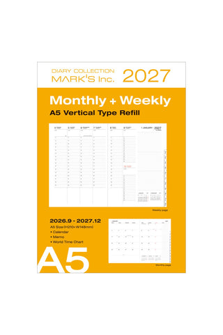 Mark's 2026-2027 A5 Weekly Vertical Planner Refill
