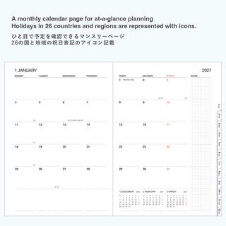 Monthly calendar spread for 2027