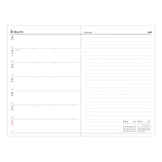 Weekly planner page for March with lined memo on the right on a white background