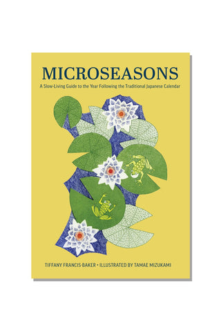 Book cover of 'Microseasons' with floral design and yellow background