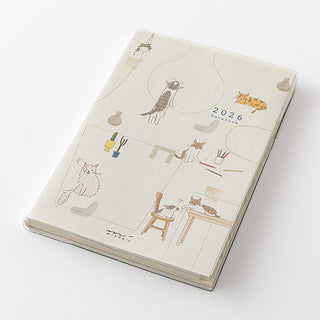 2026 planner with cat illustrations on a white background