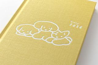 Midori 2026 Fluffy Dog B6 Monthly Block + Weekly Diary Planner Yellow