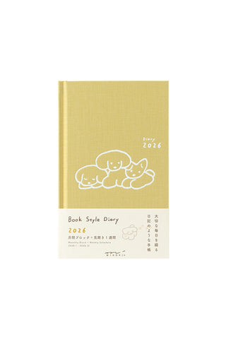 Midori 2026 Fluffy Dog B6 Monthly Block + Weekly Diary Planner Yellow