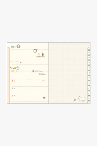 Midori 2027 B6 Weekly + Memo Planner Sayo Koizumi Cats