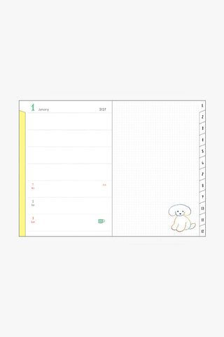 Midori 2027 B6 Weekly + Memo Planner Teraoka Natsumi Dogs