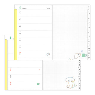 Midori 2027 B6 Weekly + Memo Planner Teraoka Natsumi Dogs