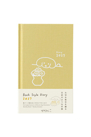 Midori 2027 Fluffy Dog B6 Monthly Block + Weekly Diary Planner Yellow