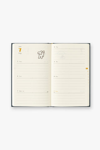 Midori 2027 Fluffy Dog B6 Monthly Block + Weekly Diary Planner Navy