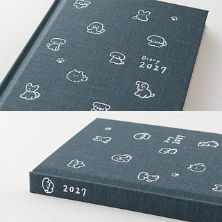 Midori 2027 Fluffy Dog B6 Monthly Block + Weekly Diary Planner Navy