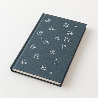 Midori 2027 Fluffy Dog B6 Monthly Block + Weekly Diary Planner Navy