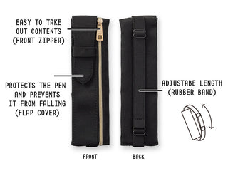 Midori Book Band Black Pen Case