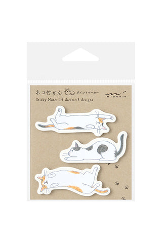 Midori Die-Cut Sticky Notes Stretching Cats