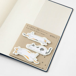 Midori Die-Cut Sticky Notes Stretching Cats