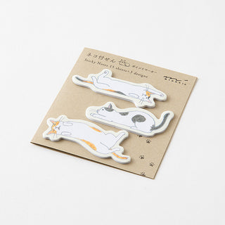 Midori Die-Cut Sticky Notes Stretching Cats