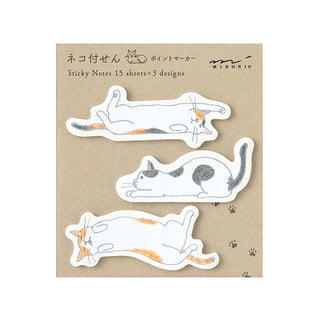 Midori Die-Cut Sticky Notes Stretching Cats