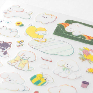 Midori Lounging Dogs Stickers