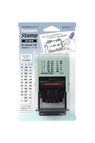 Midori Paintable Date Rotary Stamp Forest Animals